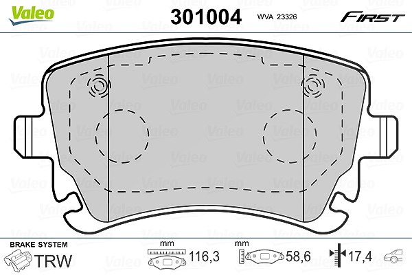 Valeo Bremsbelagsatz, Scheibenbremse [Hersteller-Nr. 301004] für Audi, VW, Bentley