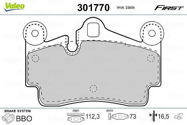 Valeo Bremsbelagsatz, Scheibenbremse [Hersteller-Nr. 301770] für Audi, VW, Porsche