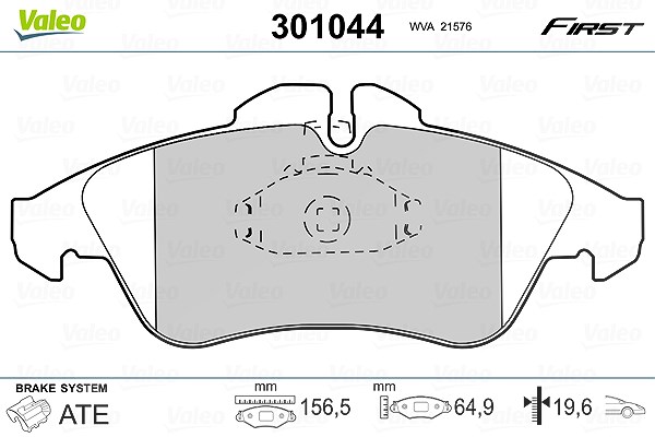 Valeo Bremsbelagsatz, Scheibenbremse [Hersteller-Nr. 301044] für VW, Mercedes-Benz