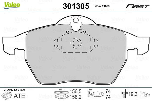 Valeo Bremsbelagsatz, Scheibenbremse [Hersteller-Nr. 301305] für Opel, Vauxhall, Saab, Chevrolet