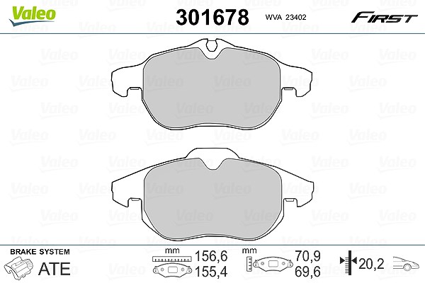 Valeo Bremsbelagsatz, Scheibenbremse [Hersteller-Nr. 301678] für Chevrolet, Fiat, Cadillac, Hyundai, Vauxhall, Saab, Opel