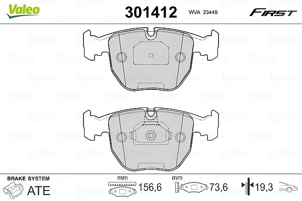 Valeo Bremsbelagsatz, Scheibenbremse [Hersteller-Nr. 301412] für Alpina, BMW