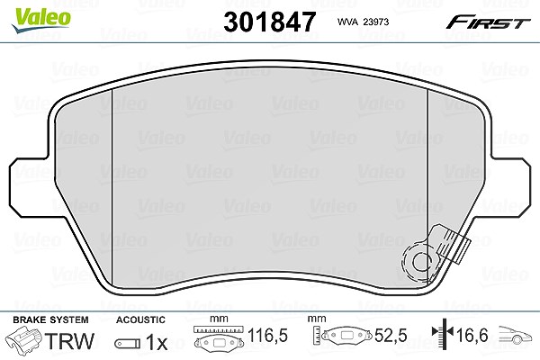 Valeo Bremsbelagsatz, Scheibenbremse [Hersteller-Nr. 301847] für Vauxhall, Opel, Suzuki
