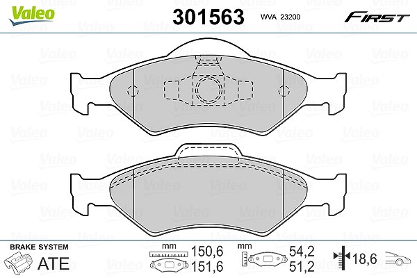 Valeo Bremsbelagsatz, Scheibenbremse [Hersteller-Nr. 301563] für Ford, Mazda