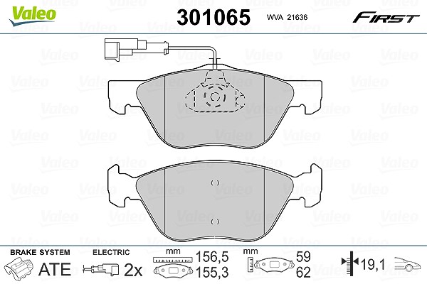 Valeo Bremsbelagsatz, Scheibenbremse [Hersteller-Nr. 301065] für Fiat, Alfa Romeo, Lancia