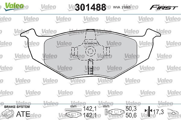 Valeo Bremsbelagsatz, Scheibenbremse [Hersteller-Nr. 301488] für Seat, Skoda, VW