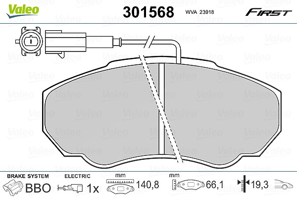 Valeo Bremsbelagsatz, Scheibenbremse [Hersteller-Nr. 301568] für Citroën, Peugeot, Fiat