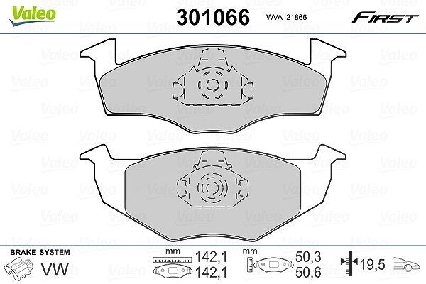 Valeo Bremsbelagsatz, Scheibenbremse [Hersteller-Nr. 301066] für Seat, VW