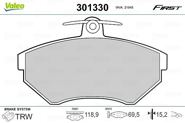 Valeo Bremsbelagsatz, Scheibenbremse [Hersteller-Nr. 301330] für Seat, VW