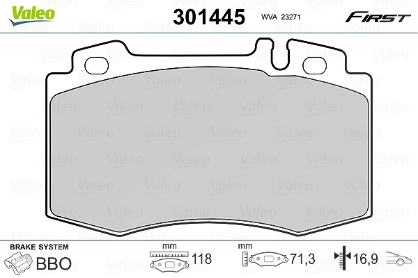 Valeo Bremsbelagsatz, Scheibenbremse [Hersteller-Nr. 301445] für Mercedes-Benz