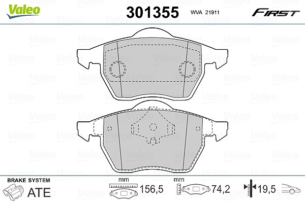 Valeo Bremsbelagsatz, Scheibenbremse [Hersteller-Nr. 301355] für Audi, VW