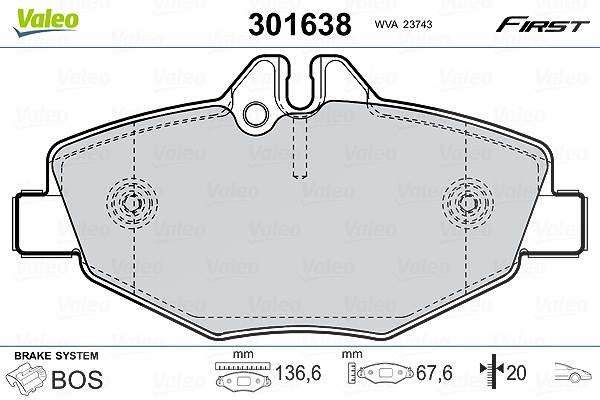 Valeo Bremsbelagsatz, Scheibenbremse [Hersteller-Nr. 301638] für Mercedes-Benz