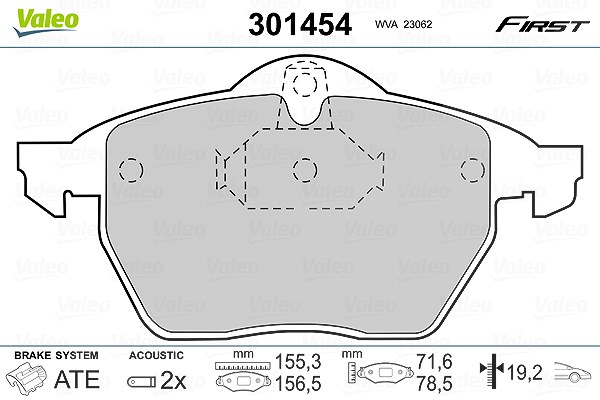 Valeo Bremsbelagsatz, Scheibenbremse [Hersteller-Nr. 301454] für Chevrolet, Opel, Vauxhall