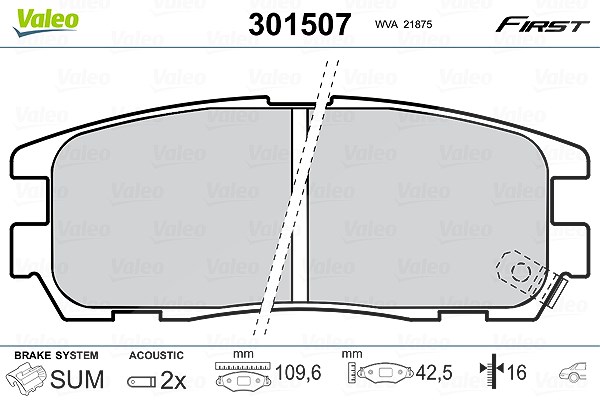 Valeo Bremsbelagsatz, Scheibenbremse [Hersteller-Nr. 301507] für Isuzu, Vauxhall, Holden, Opel
