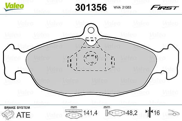 Valeo Bremsbelagsatz, Scheibenbremse [Hersteller-Nr. 301356] für Vauxhall, Chevrolet, Opel, Jaguar, Daewoo