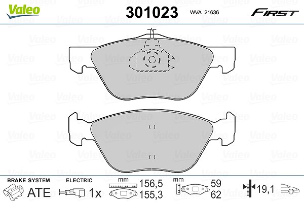 Valeo Bremsbelagsatz, Scheibenbremse [Hersteller-Nr. 301023] für Fiat, Lancia, Alfa Romeo
