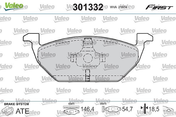 Valeo Bremsbeläge vorne (Satz) [Hersteller-Nr. 301332] für Audi, Seat, VW, Skoda