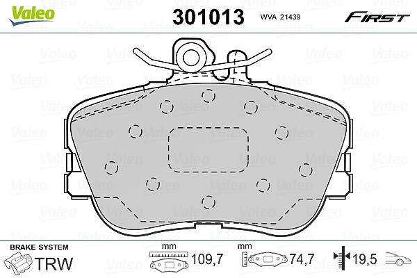 Valeo Bremsbelagsatz, Scheibenbremse [Hersteller-Nr. 301013] für Mercedes-Benz