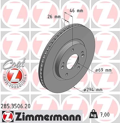 Zimmermann Bremsscheibe [Hersteller-Nr. 285.3506.20] für Hyundai