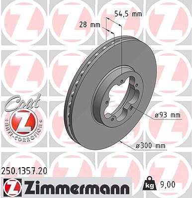 Zimmermann Bremsscheibe [Hersteller-Nr. 250.1357.20] für Ford