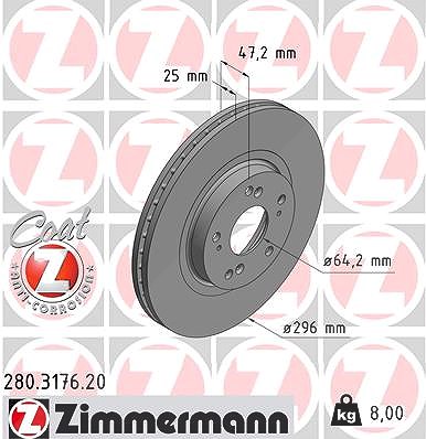 Zimmermann Bremsscheibe [Hersteller-Nr. 280.3176.20] für Honda