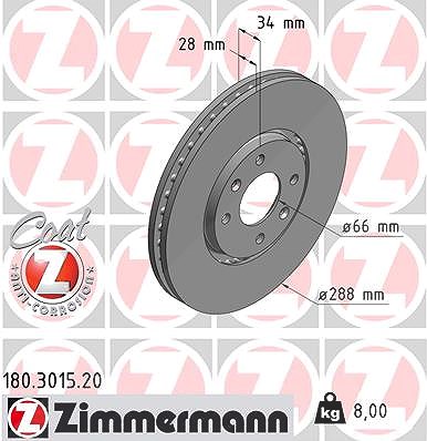 Zimmermann Bremsscheibe [Hersteller-Nr. 180.3015.20] für Citroën