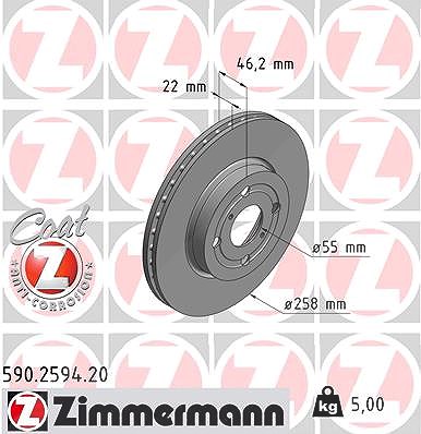 Zimmermann Bremsscheibe [Hersteller-Nr. 590.2594.20] für Toyota