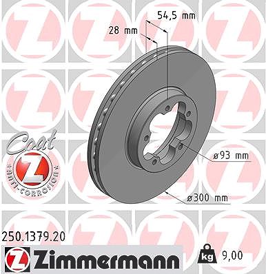 Zimmermann Bremsscheibe [Hersteller-Nr. 250.1379.20] für Ford
