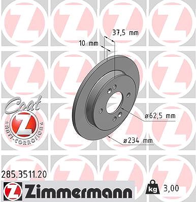 Zimmermann Bremsscheibe [Hersteller-Nr. 285.3511.20] für Hyundai, Kia