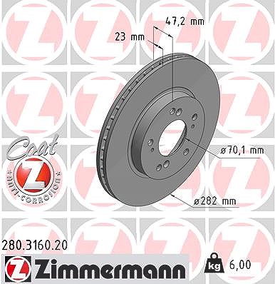 Zimmermann Bremsscheibe [Hersteller-Nr. 280.3160.20] für Honda