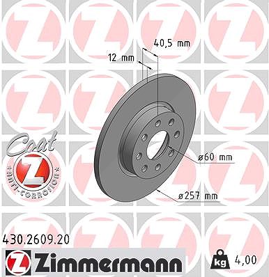 Zimmermann Bremsscheibe [Hersteller-Nr. 430.2609.20] für Opel, Fiat