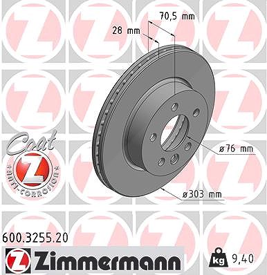 Zimmermann Bremsscheibe [Hersteller-Nr. 600.3255.20] für VW, Man
