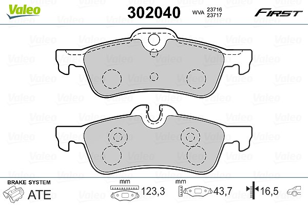 Valeo Bremsbelagsatz, Scheibenbremse [Hersteller-Nr. 302040] für Mini