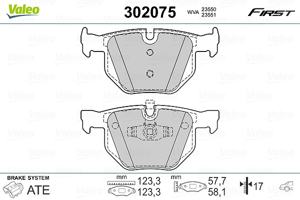 Valeo Bremsbelagsatz, Scheibenbremse [Hersteller-Nr. 302075] für BMW