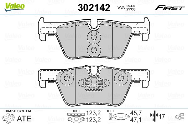 Valeo Bremsbelagsatz, Scheibenbremse [Hersteller-Nr. 302142] für BMW