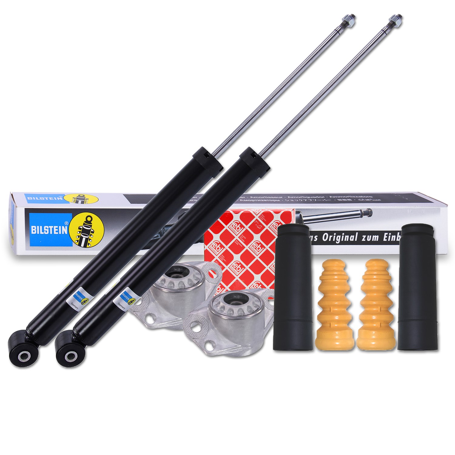 Bilstein 2x Stoßdämpfer +Domlager +Staubschutz Hinterachse [Hersteller-Nr. 40197620] für VW