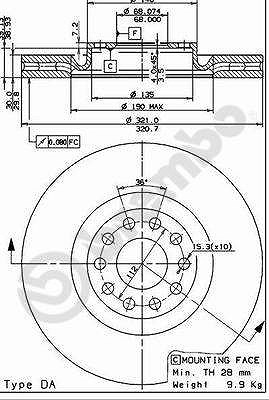 Brembo Bremsscheibe [Hersteller-Nr. 09.8689.11] für Audi
