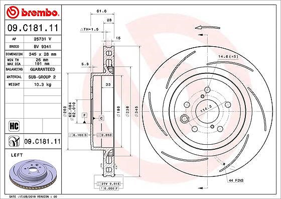 Brembo 1x Bremsscheibe [Hersteller-Nr. 09.C181.11] für Lexus