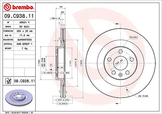 Brembo Bremsscheibe [Hersteller-Nr. 09.C938.11] für Volvo