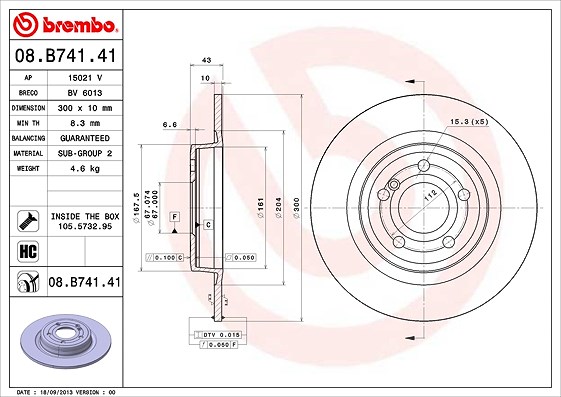 Brembo Bremsscheibe [Hersteller-Nr. 08.B741.41] für Mercedes-Benz