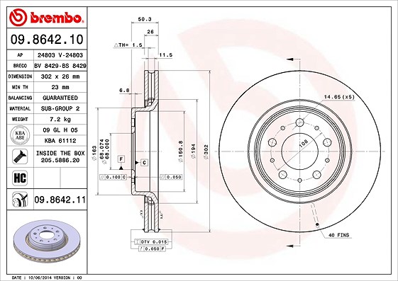 Brembo Bremsscheibe [Hersteller-Nr. 09.8642.11] für Volvo