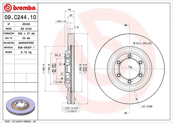 Brembo Bremsscheibe [Hersteller-Nr. 09.C244.10] für Isuzu
