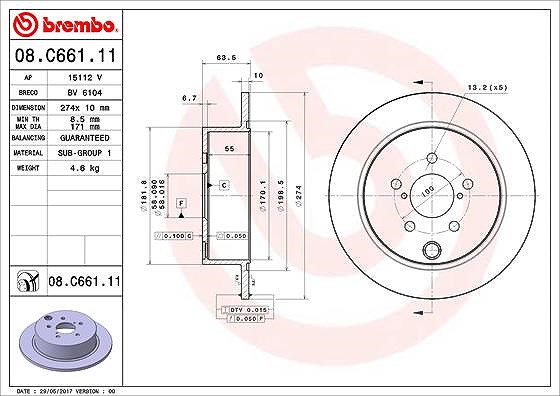 Brembo Bremsscheibe [Hersteller-Nr. 08.C661.11] für Subaru