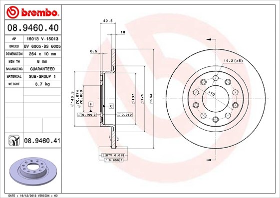 Brembo Bremsscheibe [Hersteller-Nr. 08.9460.41] für Alfa Romeo