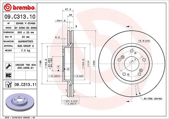Brembo Bremsscheibe [Hersteller-Nr. 09.C313.11] für Honda