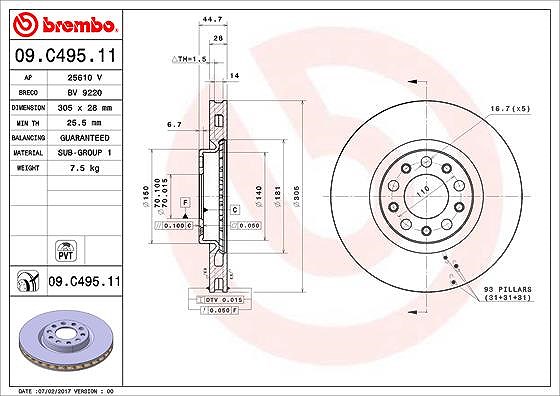 Brembo Bremsscheibe [Hersteller-Nr. 09.C495.11] für Alfa Romeo