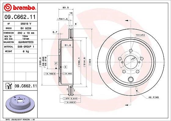 Brembo Bremsscheibe [Hersteller-Nr. 09.C662.11] für Toyota, Subaru