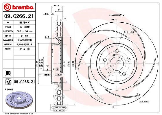 Brembo 1x Bremsscheibe [Hersteller-Nr. 09.C266.21] für Lexus