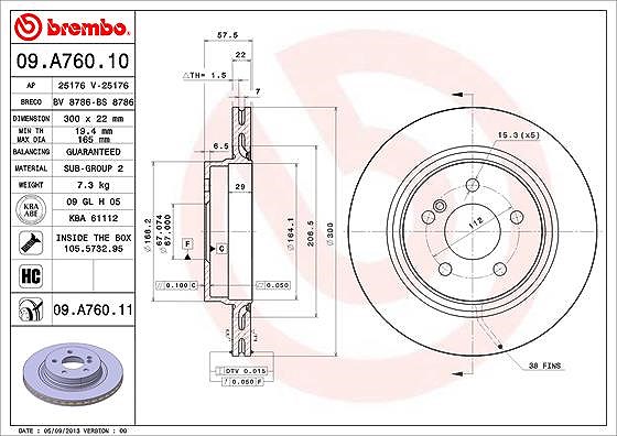 Brembo Bremsscheibe [Hersteller-Nr. 09.A760.11] für Mercedes-Benz
