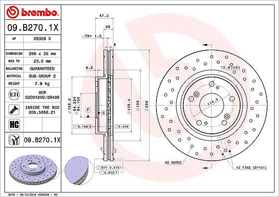 Brembo Bremsscheibe [Hersteller-Nr. 09.B270.1X] für Honda